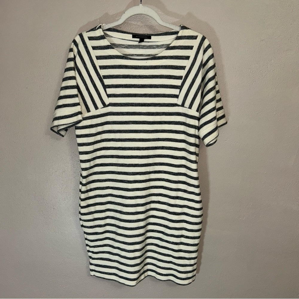 Banana Republic Blue & White terry Striped midi dress coastal nautical - Picture 1 of 4